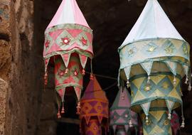 traditional decorations, colorful lanterns, Israel, Acre