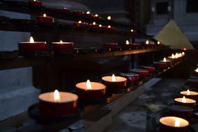 Beautiful small candles in the church in Esztergom, Hungary