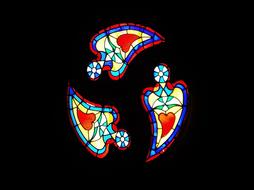 stained glass windows in a medieval church in france
