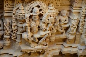 Beautiful sculptures with the Buddha, in the traditional temple