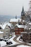 Cityscape of Winter Snowy buildings