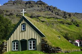 Iceland Church green grass