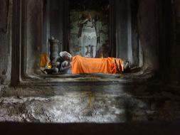 Cambodia Angkor Temple and monk