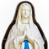 Virgin Mary as sculpture on white