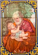 Beautiful and colorful drawing of Father Christmas with Peter, with decorated frame