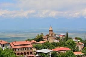Beautiful landscape of Signagi with green plants in Kakheti, Georgia