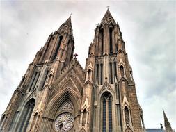 St. Philomena's Cathedral at cloudy sky, india, mysore