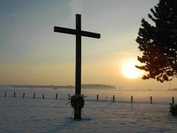 Cross Christianity Mourning snow