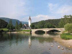 Bohinj lake bridge in the forest