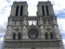 clouds cathedral in paris on a background of sky with clouds