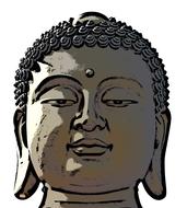 Beautiful drawing of the head of the Buddha, in light