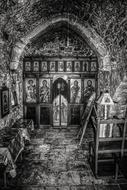 Chapel Old Potamos black and white