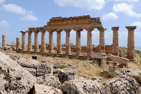 Beautiful, old temple with the columns, in Selinunte, Sicily, Italy