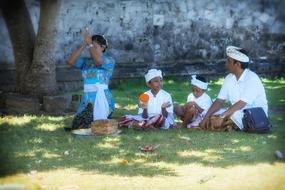 Family Father Mother people relax garden