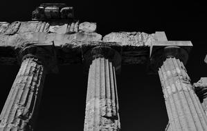 Temple Greek Ruins black and white