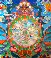 Beautiful and colorful Wheel of life in the temple in China