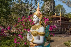 Cambodia Monastery statue garden
