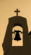 church bell tower at sunset