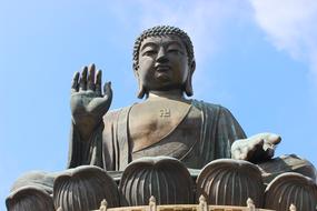 tian tan buddha Bronze statue at sky, china, hong kong