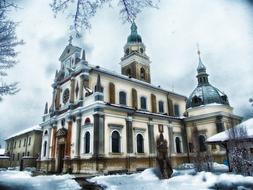 scenic church in Slovenia in winter