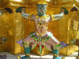 colorful sculpture in the royal palace in thailand