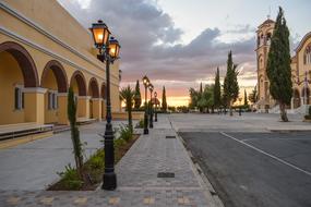 square in Paralimni at dusk
