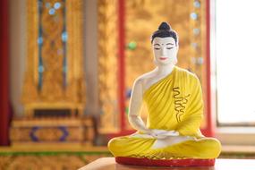 sitting Buddha figurine in temple