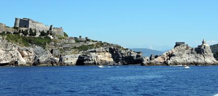 distant view of the castle on the cliff on the seaside