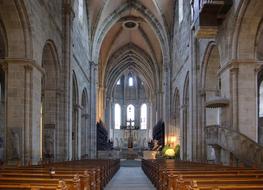 Beautiful, old Bamberg Cathedral, in Bavaria, Germany, with the lights, in light