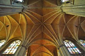 Beautiful vaulted ceilings of the Mariendom in Linz, Austria