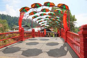 Tourism Architecture Park red green umbrellas