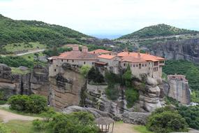 Meteora Monastery Greece red roof