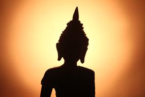 silhouette of buddha statue at dusk
