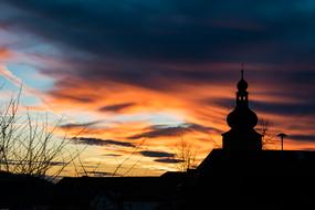 church silhouette at Night Clouds Sunrise