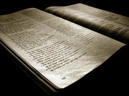 Bible, open book, pages close up