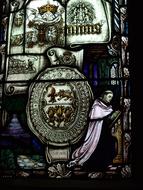 religious scene on stained glass window