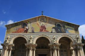 Beautiful and colorful Universal Church with images in Jerusalem, Israel