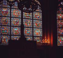 stained glass windows of Notre Dame Cathedral, France, Paris