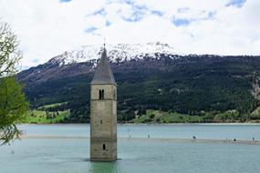 Reschensee Curon Venosta and Resia lake