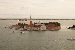 Beautiful landscape of Venice city with the church, among the water, in Italy
