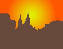 clipart of church silhouette at dusk