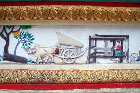 Mosaic wall drawing in Laos Vientiane