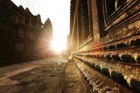 Beautiful temple at colorful dawn, in Cambodia