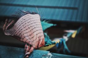 flag for prayer in buddhism in blurred background