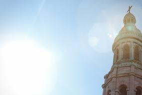 church bell tower in sunny day