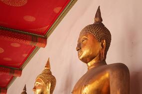 Buddha Gold statue and red roof