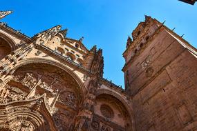 Cathedral architecture in Salamanca close up