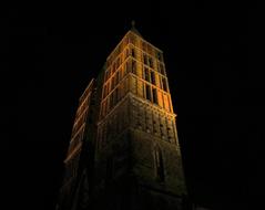 church tower in the dark