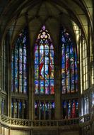 windows of St Vitus Cathedral in Prague, Czech Republic