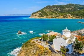 Church on the Mediterranean Sea, Skopelos Island, Greece